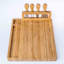 Ensemble de planche à fromage et de couteaux en bambou - planche de charcuterie 14 x 11 pouces avec 4 couteaux à fromage - plateau de service en bois