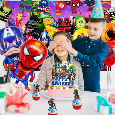 Ensemble de fournitures de fête d'anniversaire super-héros, 37 pièces