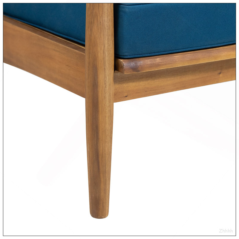 Ensemble de conversation d'extérieur en bois de teck brun Willowbrook 4 pièces avec coussins sarcelle foncé