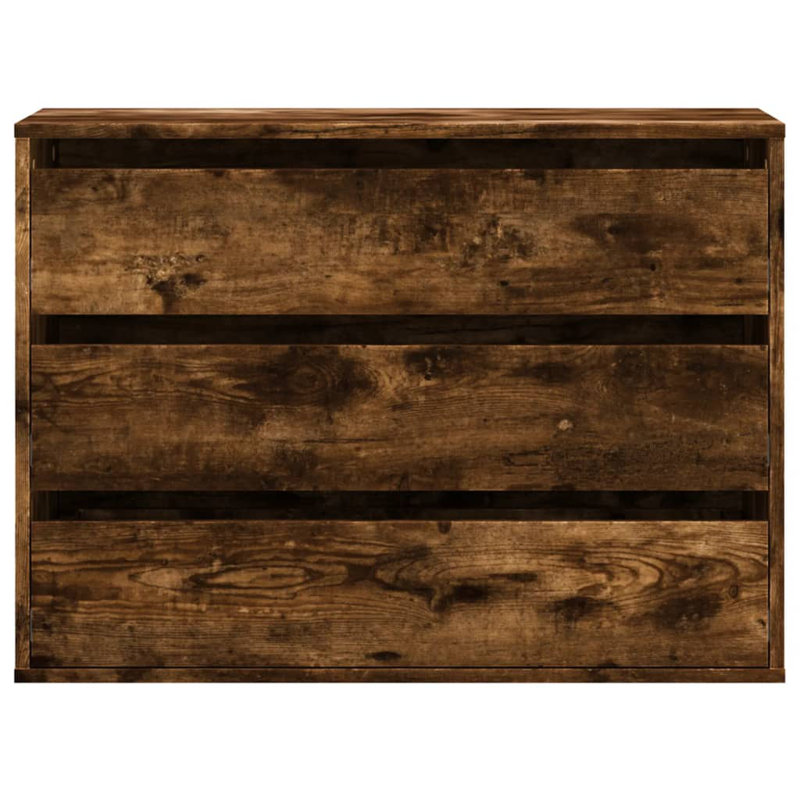 Corner Chest Of Drawers Engineered Wood, Smoked Oak, 58cm H x 80cm W x 41cm D