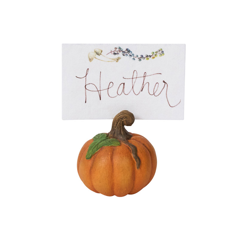Forest Walk Pumpkin Place Card Holder, Orange;Brown;Green