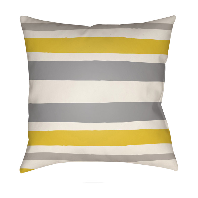 Littles Striped Throw Pillow, 22" H x 22" W x 5" D, Grey/Yellow