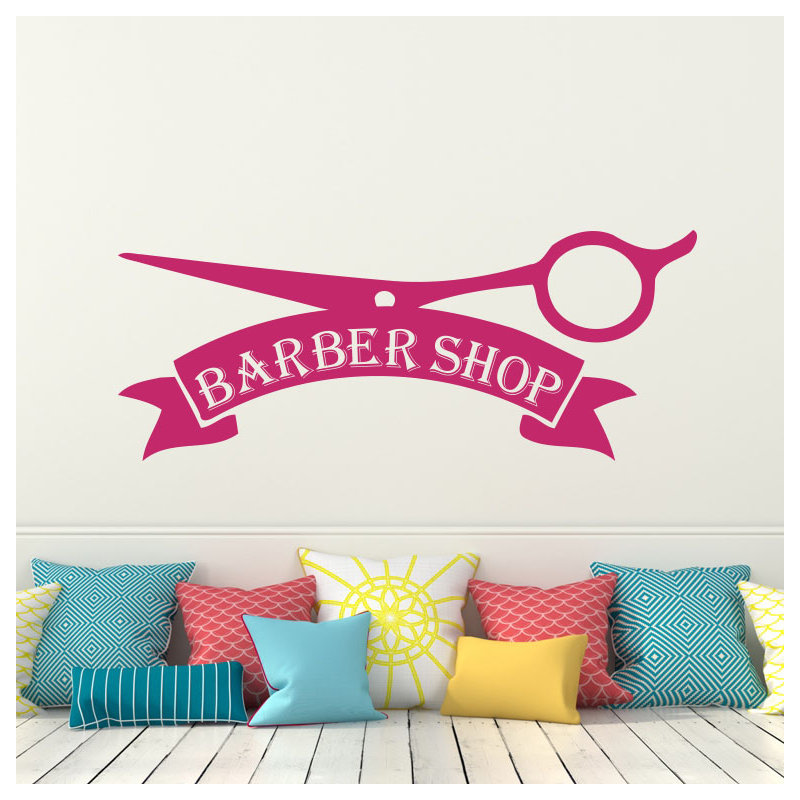 Décalcomanie murale magasin barber, Rose vif