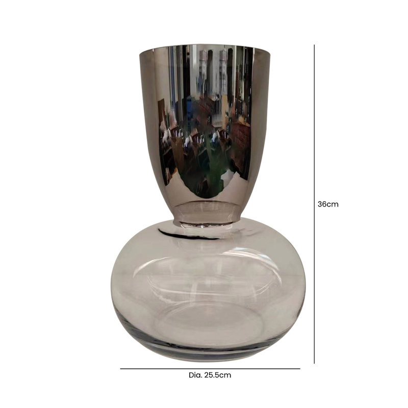 Coriddi Glass Table Vase, Silver, 36cm H  x 25.5cm W  x 25.5cm D