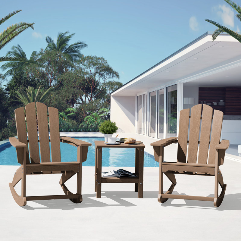 HDPE Adirondack Rocking Chairs, Brown