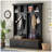 Farmhouse 4-in-1 Hall Tree with Wood Grain Bench, Mudroom Organizer with 2 Large Drawers for Entryway-2111021771