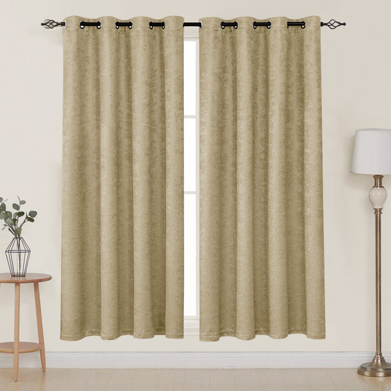 Jayla Blackout Curtain Pair, Beige, 53" W x 84" L