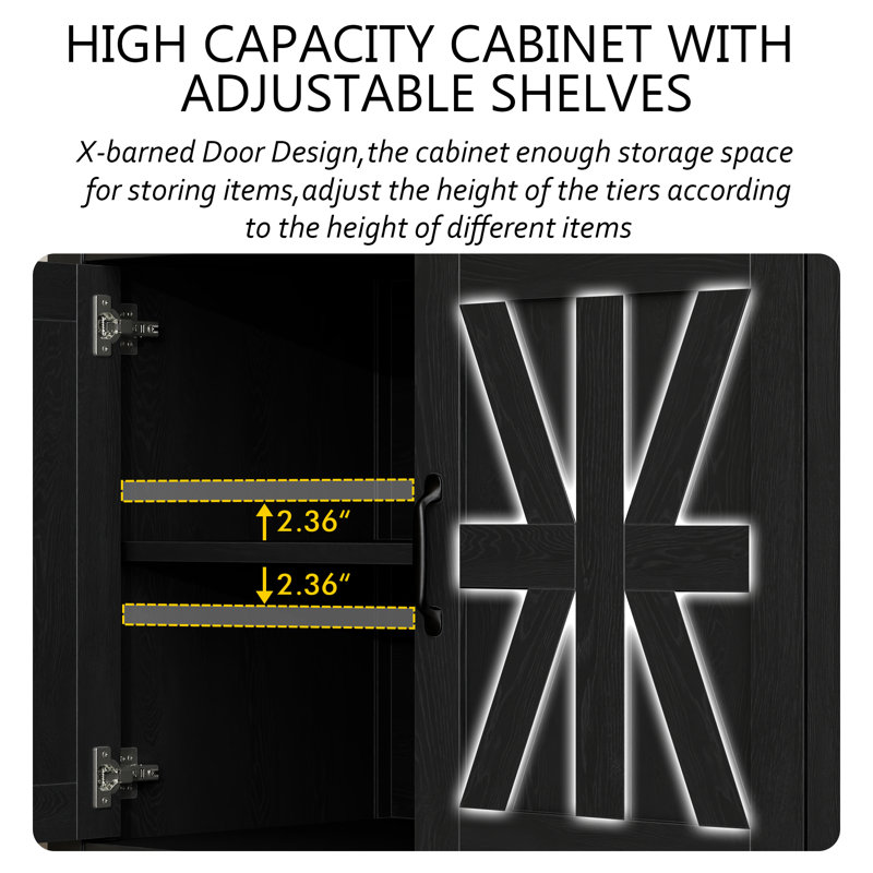 70.47*30.9 inch Ghian Arched Display Storage Bookcase with Open Shelves and Cabinet