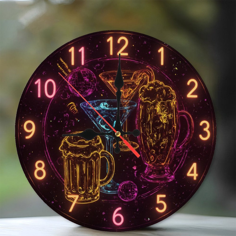 Horloge effet néon avec boules disco