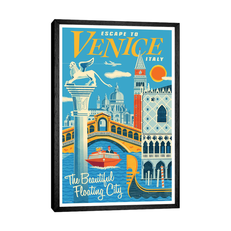 Venice Travel I by Jim Zahniser - Print on Canvas, 66.04cm H x 45.72cm W x 3.81cm D, Black Framed