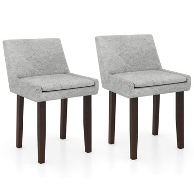 Gymax Modern Dining Chair w/ Mid Back & Cushioned Seat Solid Wood Legs