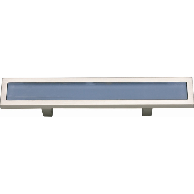 Spa 3" Center to Center Bar Pull, Brushed Nickel/Blue