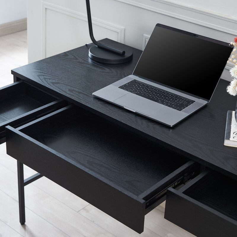 Evans 121.285cm W Rectangle Writing Desk, Black