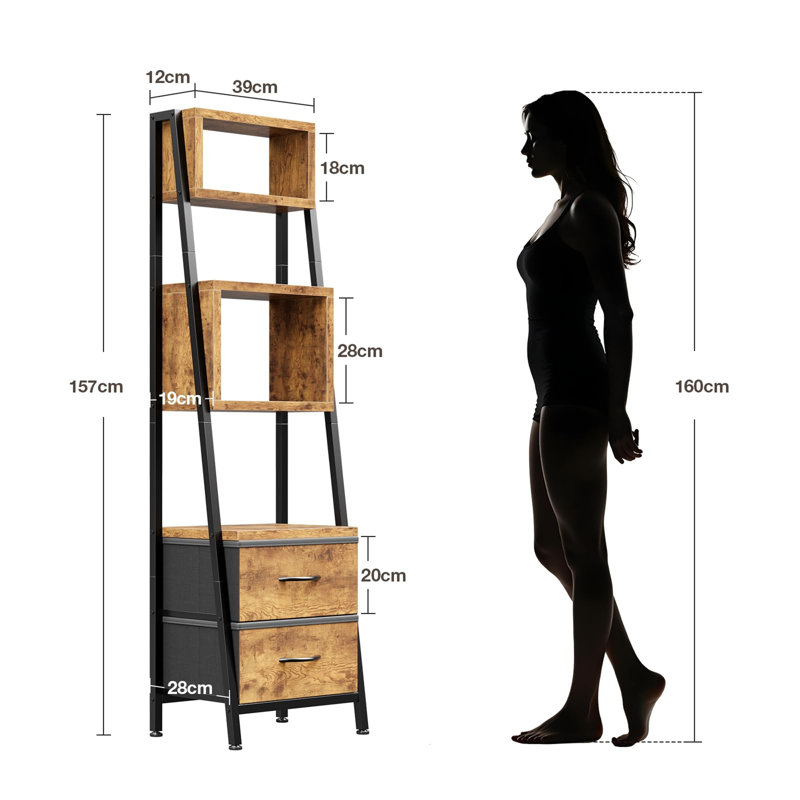 157cm H x 39cm W Metal Bookcase, Brown
