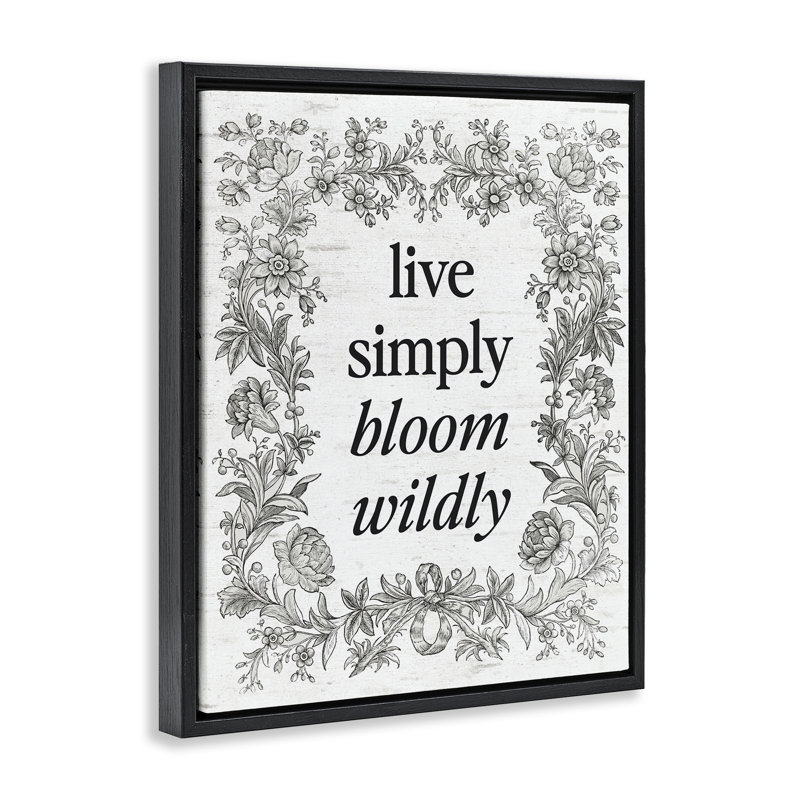 Cadre flottant Bloom Wildly, H 31 po x l 25 po, Cadre flottant noir de jais