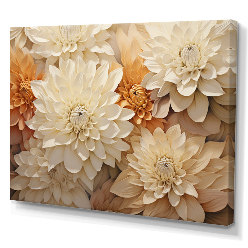 Minimalisme des mamans en fleurs en beige et or, Toile tendue, H 16 po x l 32 po x P 1 po