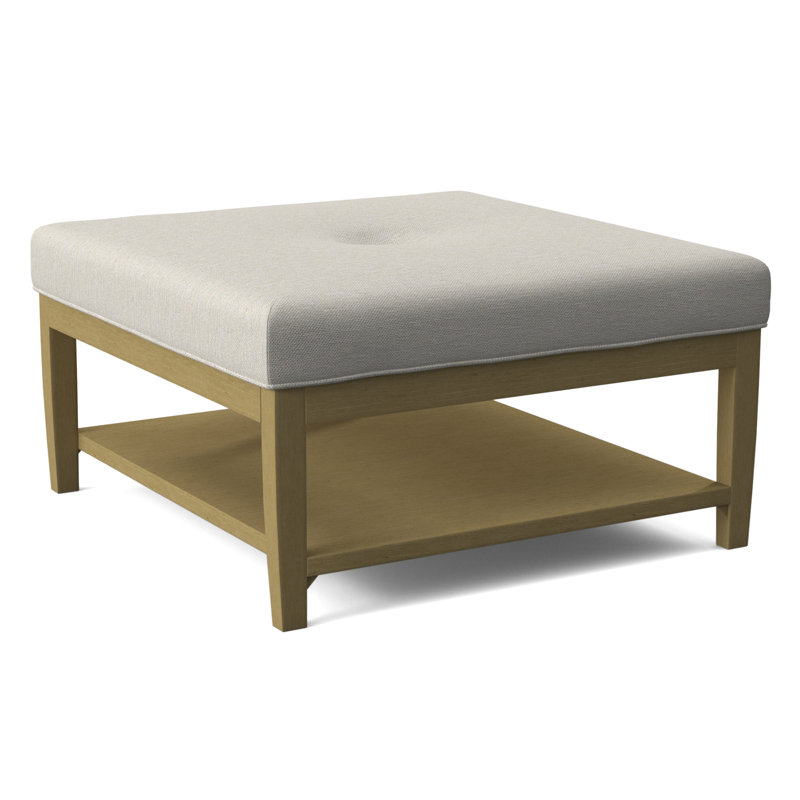 Hammond Square Ottoman, Frost White Finish, White Performance Fabric; 0851-94