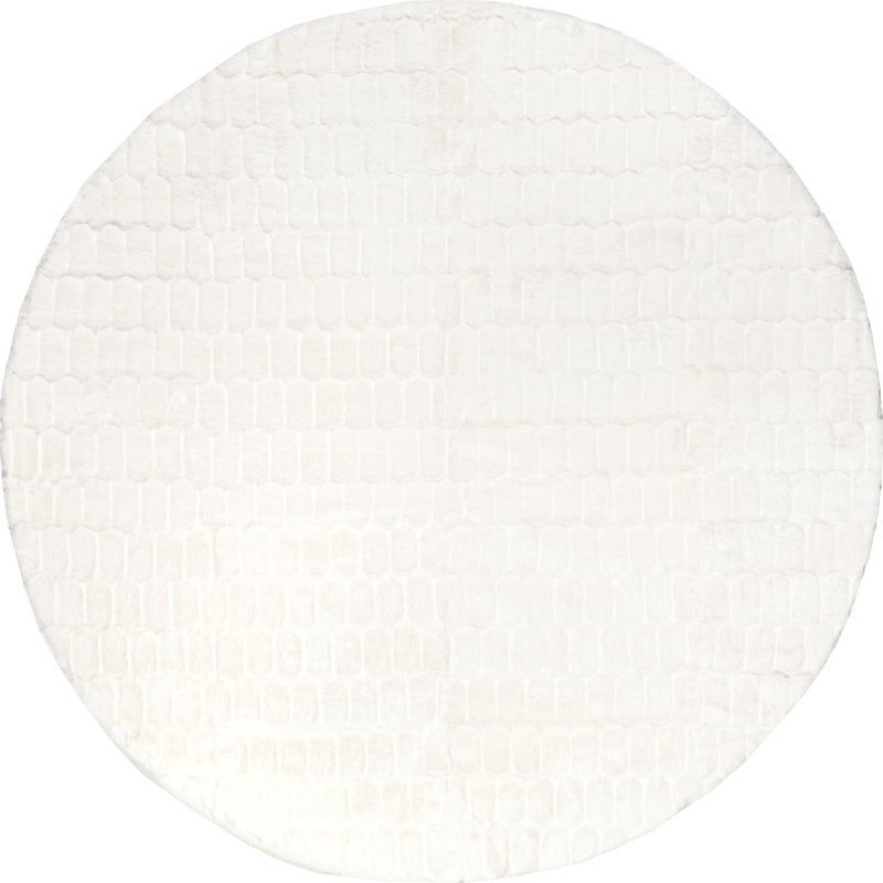 Nia SuperiorWash Tile Faux Rabbit Machine Washable Area Rug, Round 5'