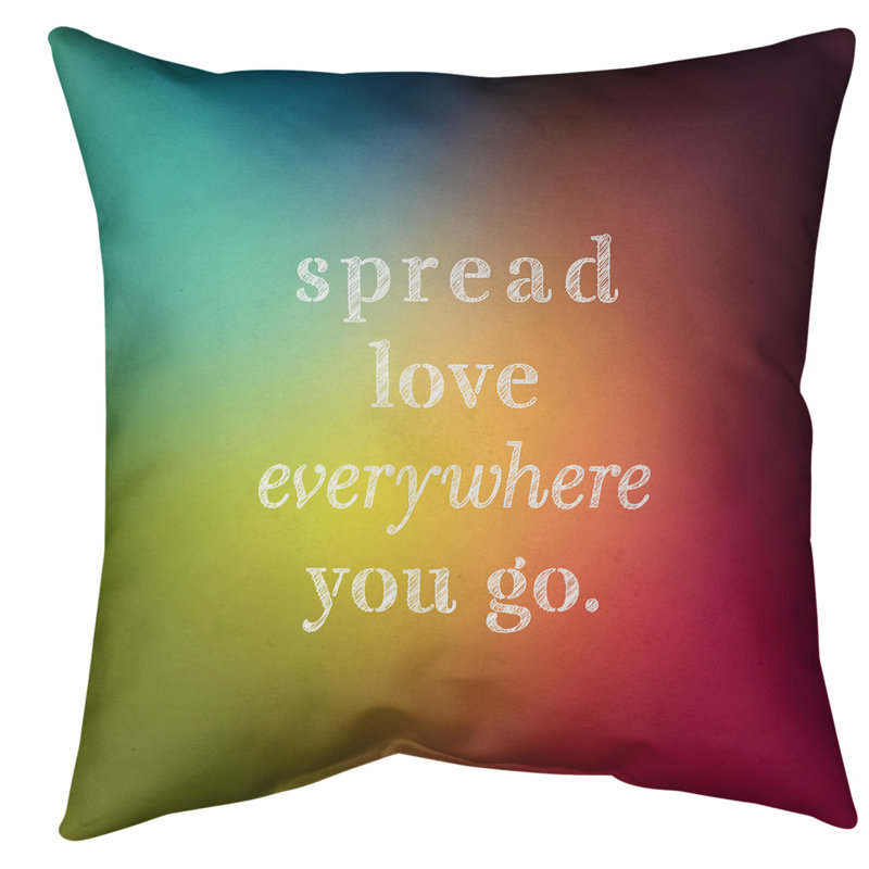 Coussin décoratif intérieur/extérieur spread love, 16 po x 1 po, Jaune / violet / rouge