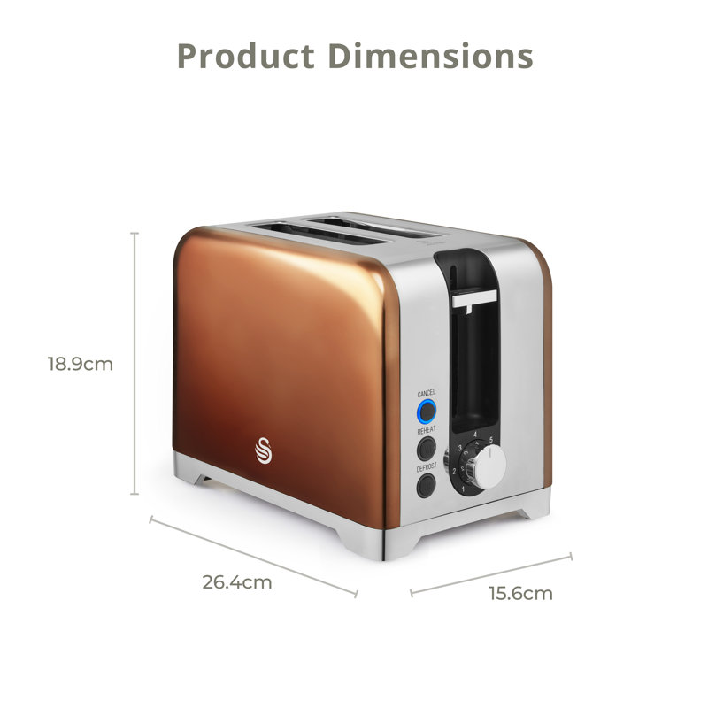 Swan  Solace 2 Slice Toaster, Premium High Gloss Finish, 7 Browning Levels, Defrost, Reheat and Cancel Functions, Non-Slip Feet, Self-Centring Function, 930W