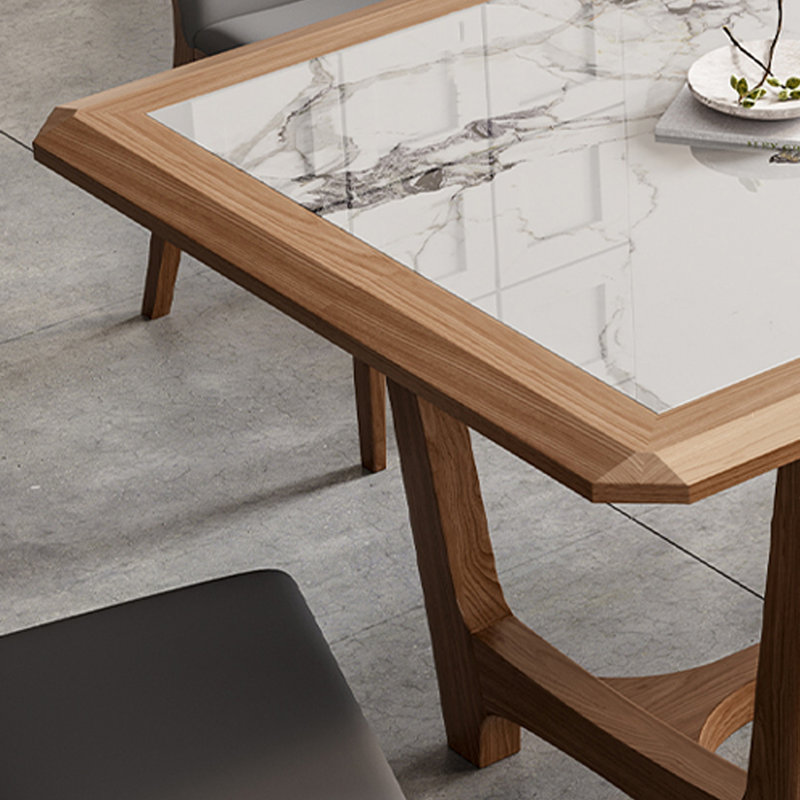 Vesro Solid Wood Base Dining Table, 29.52"H x 55.11"L x 31.49"W