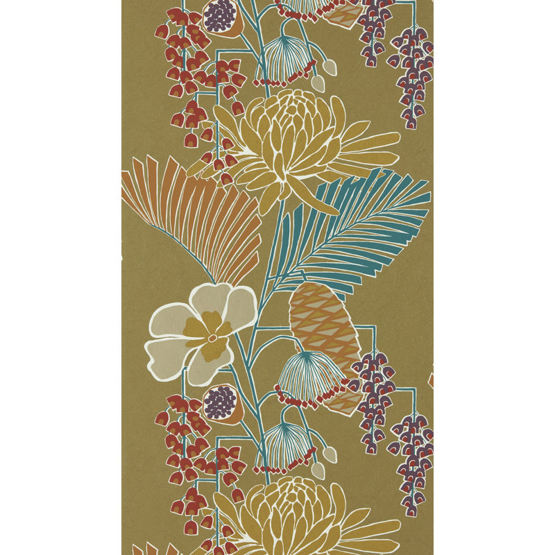Salon Wallpaper, Gold/Russett/Atlantic