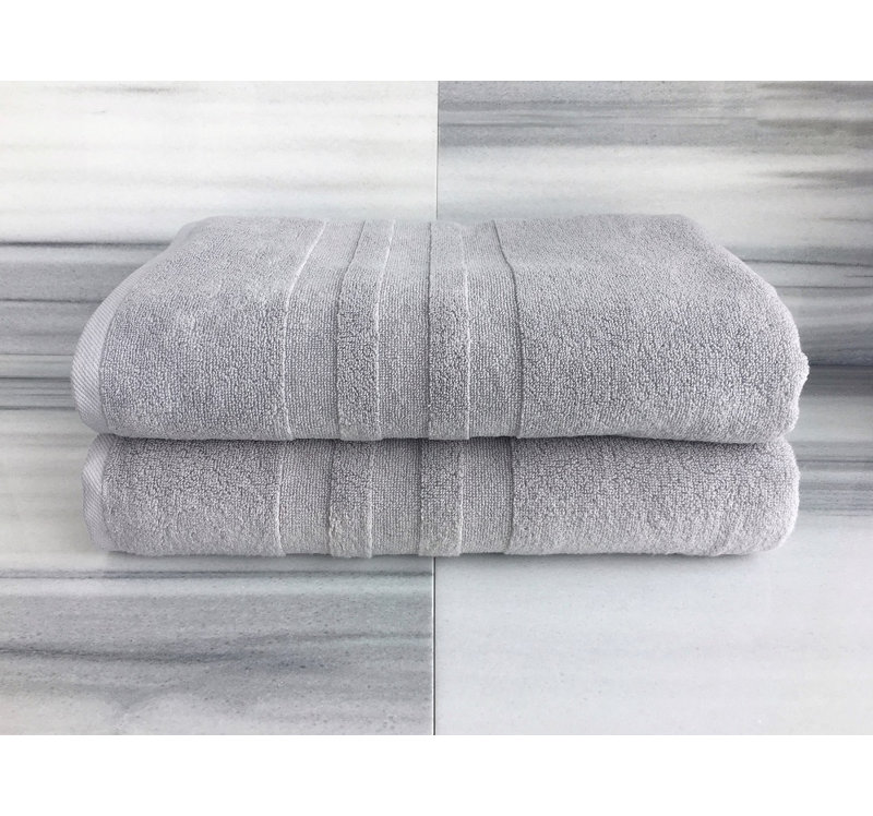 Ensemble de draps de bain en coton turc 2 pièces Glass, Gris