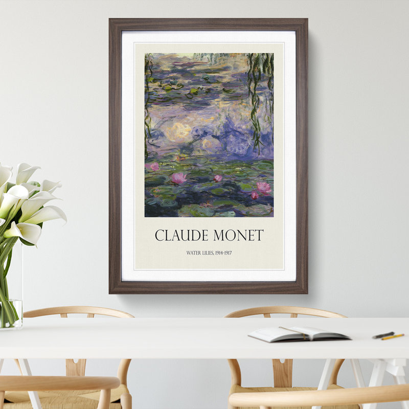 Water Lilies Lily Pond Vol.11 by Claude Monet - Picture Frame Art Prints, Walnut Framed, 48cm H x 36cm W x 2cm D