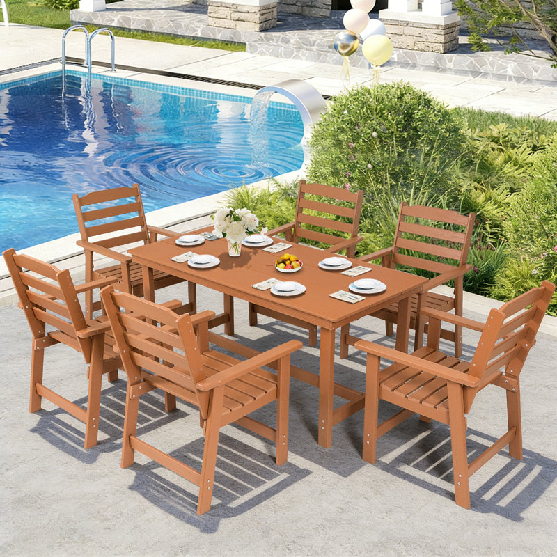 Ensemble repas d'extérieur 7 pièces 7 pièces, Brun, 6