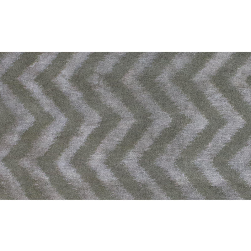 Hand Knotted Area Rug in Grey And Cream, Rectangle 6' x 9'
