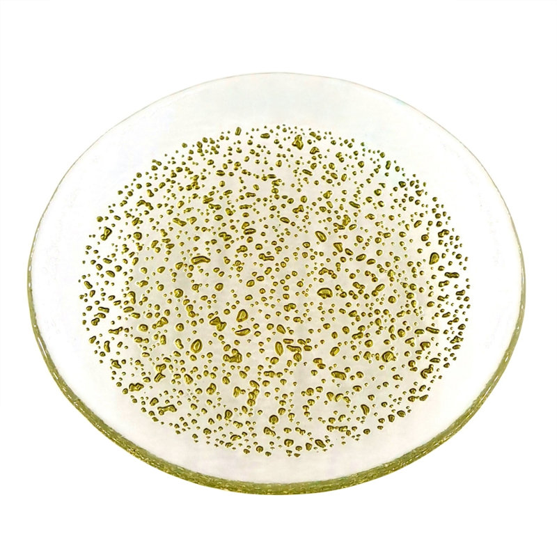 7'' Handmade Glass, Clear/Gold