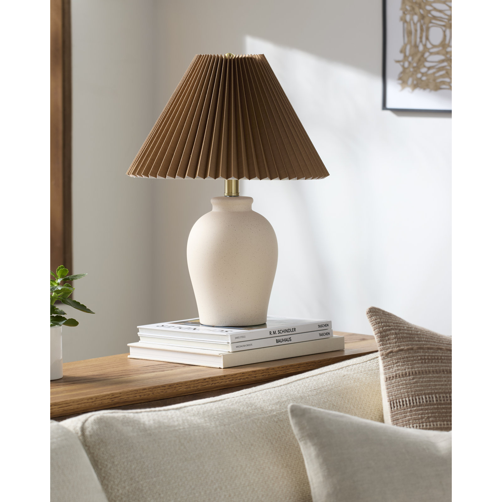  Chemise 19" Ceramic Table Lamp, Shell, Parchment, Brown