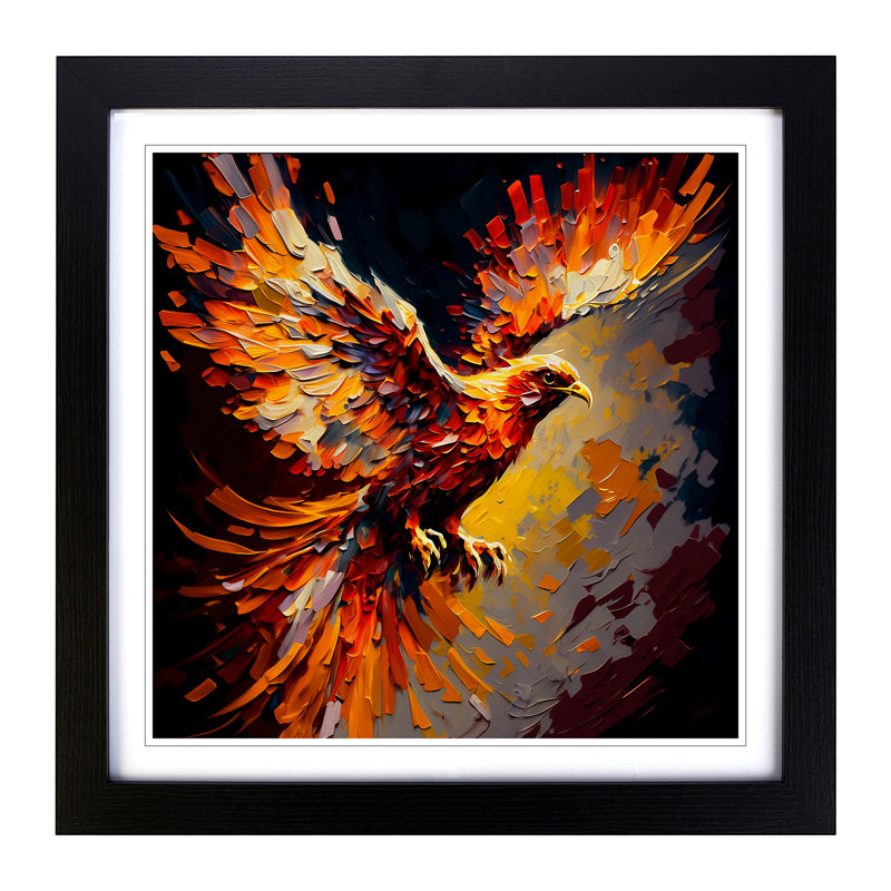 Phoenix Palette Knife Painting - Framed Print, Black