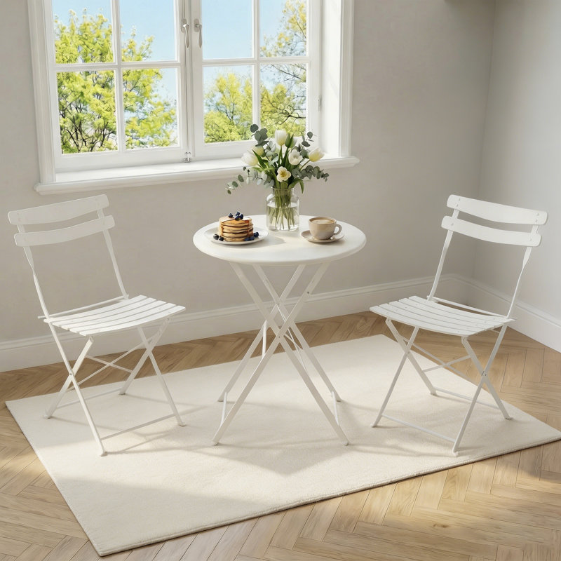 Round Outdoor Bistro Table - 52.8 cm W 49 cm D, White