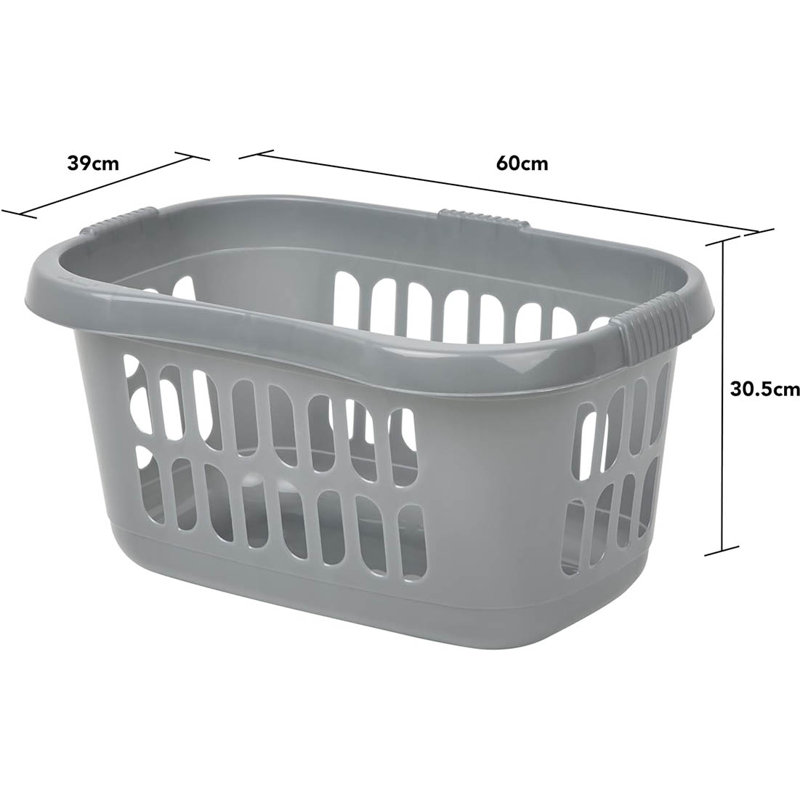 Plastic Laundry Hamper, Silver