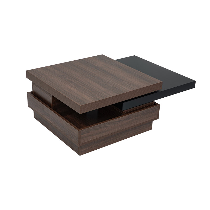 Table basse rotative avec grain de bois, Noir, noir, noir, noir