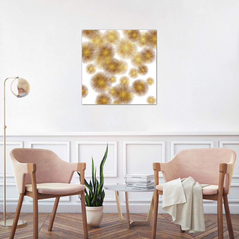 Golden Sunbursts by Abby Young - Wrapped Canvas Print, 93.98 cm H x 93.98 cm W x 1.91 cm D