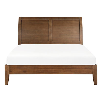 Grand lit plateforme brun, taille de tête de lit transitionnelle avec tête de lit brune