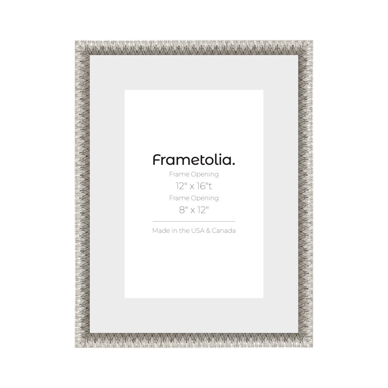 Cadre mural Frametolia Art Deco - largeur 7/8 po - passe-partout étroit, Argent argent, 12 po x 16 po