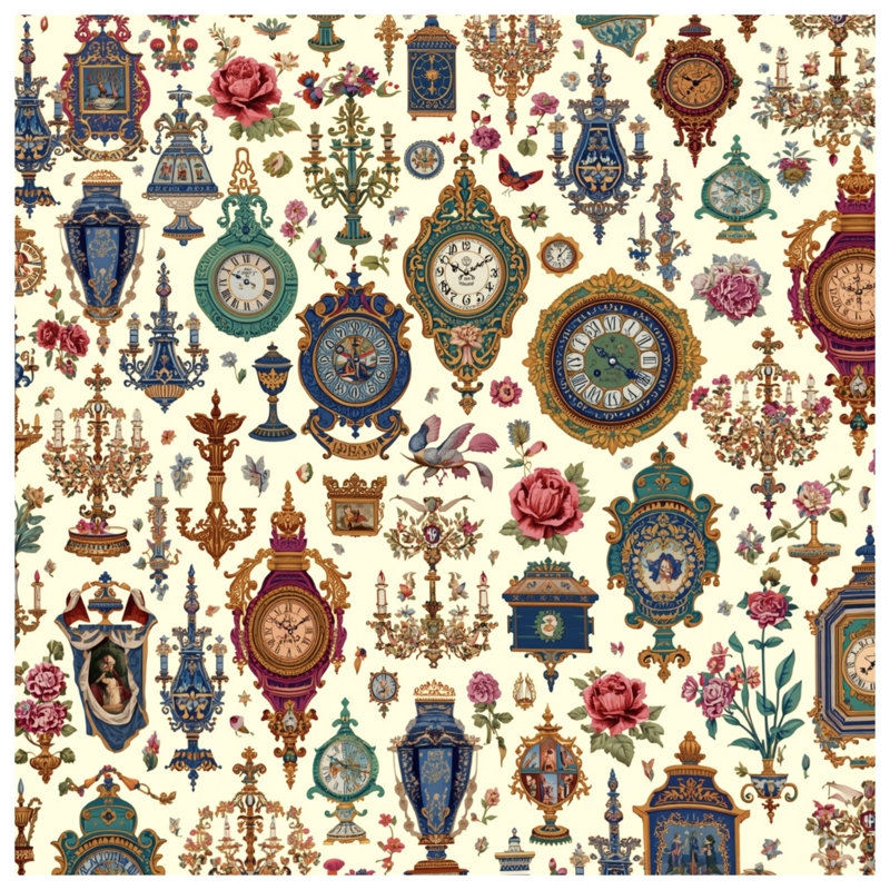 Édredon Victorian Clocks And Florals, Lit simple