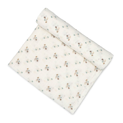 Organic Cotton Swaddle Blanket, 100% Organic Cotton, Poppy Pattern, Crane Baby