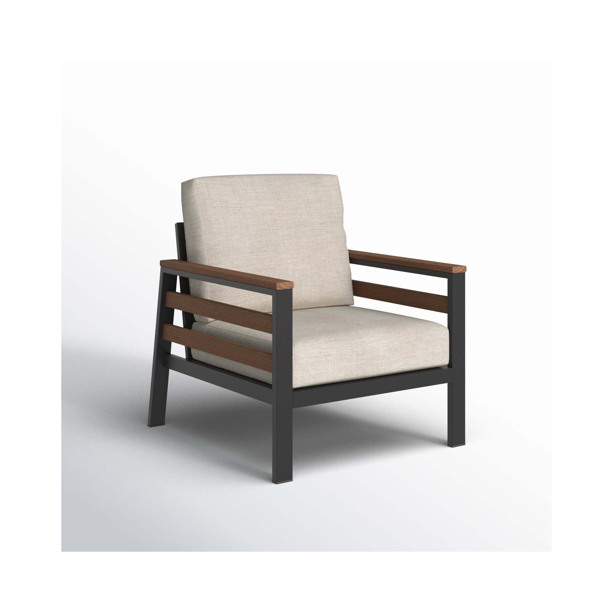 Townsend Patio Chair with Sunbrella® Cushions, Brown/Dark Gray, Cast Silver Sunbrella®