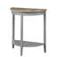 Table de rangement en chêne naturel et gris - Design élégant et fonctionnel en demi-lune avec compartiment