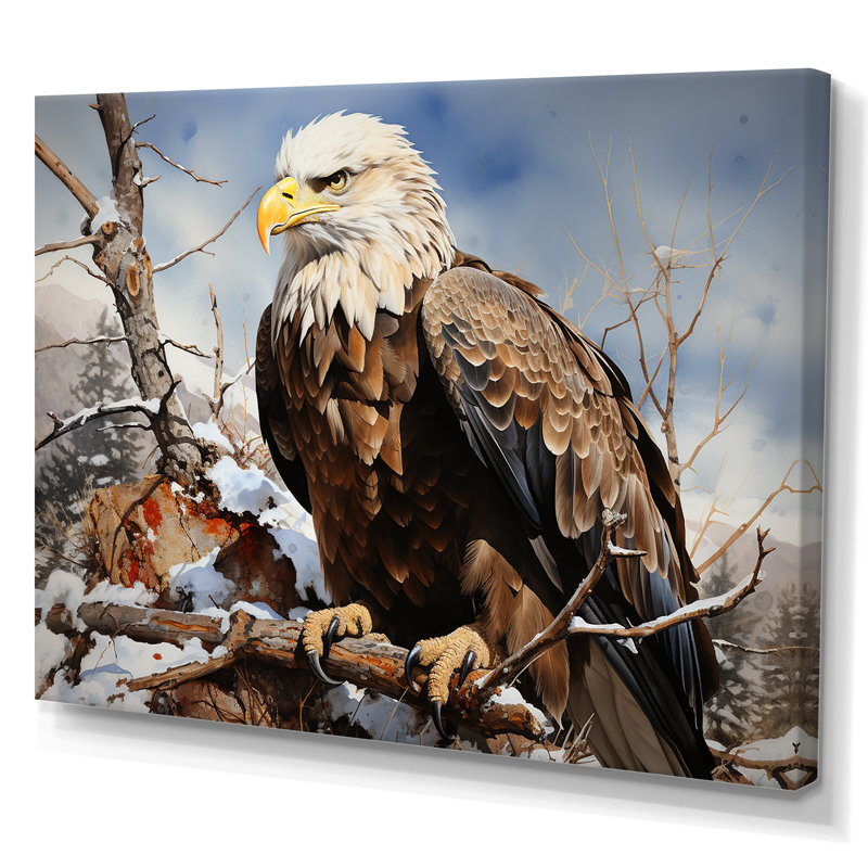 Aigle brun résiliant audacieux sur toile, Toile tendue, H 30 po x l 40 po x P 1,5 po