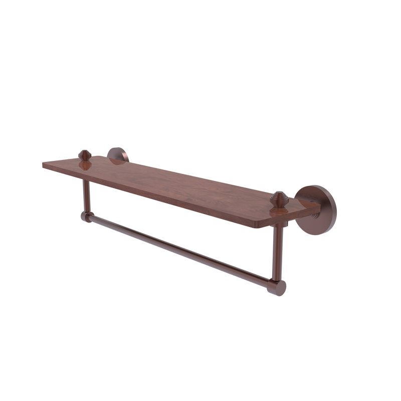 Trond Bracket Shelf with Towel Bar, Antique Copper, 4" H x 22" W x 5" D