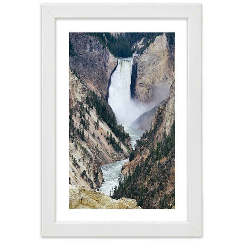 Waterfall - Single Picture Frame Print, White, 100cm H x 70cm W