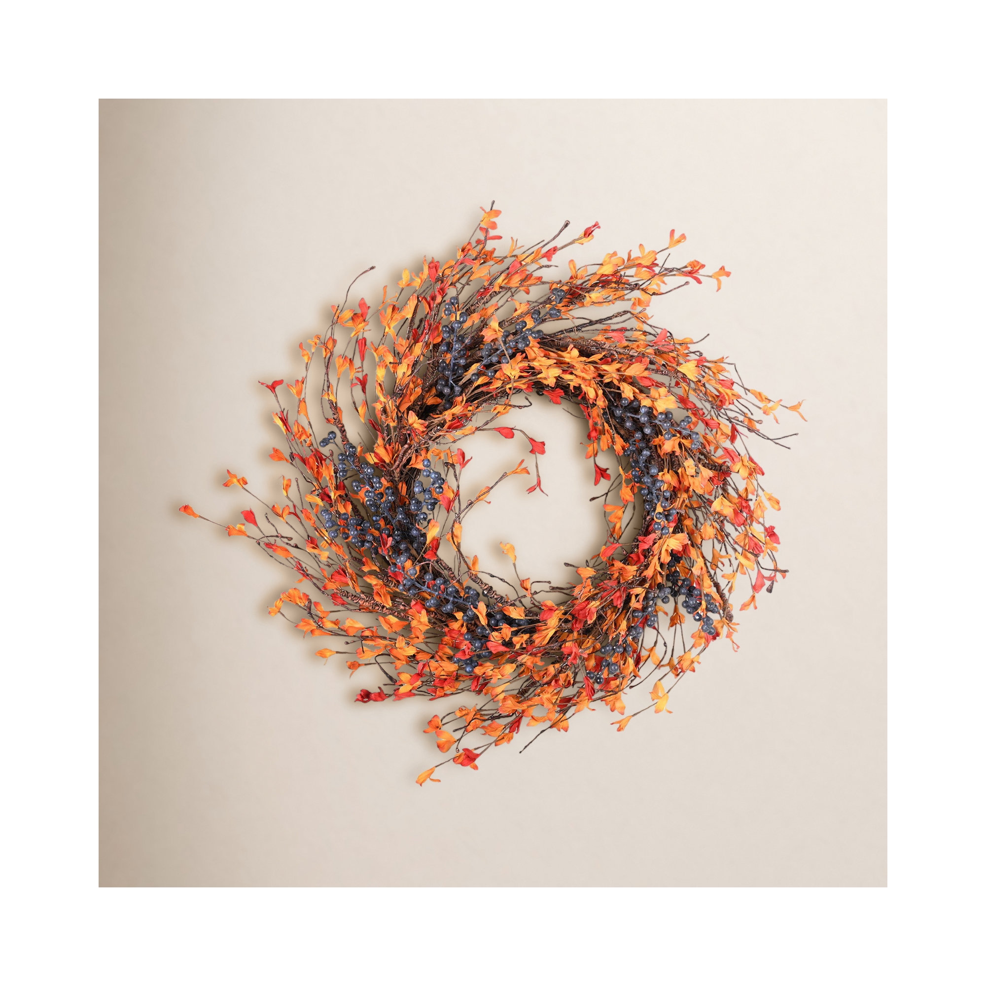 24" Farmhouse Berry Thanksgiving Harvest Front Door Fall Wreath
