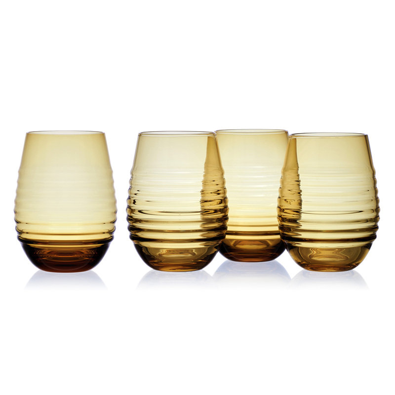 Ciara 18 oz. Stemless Wine Glasses, Yellow