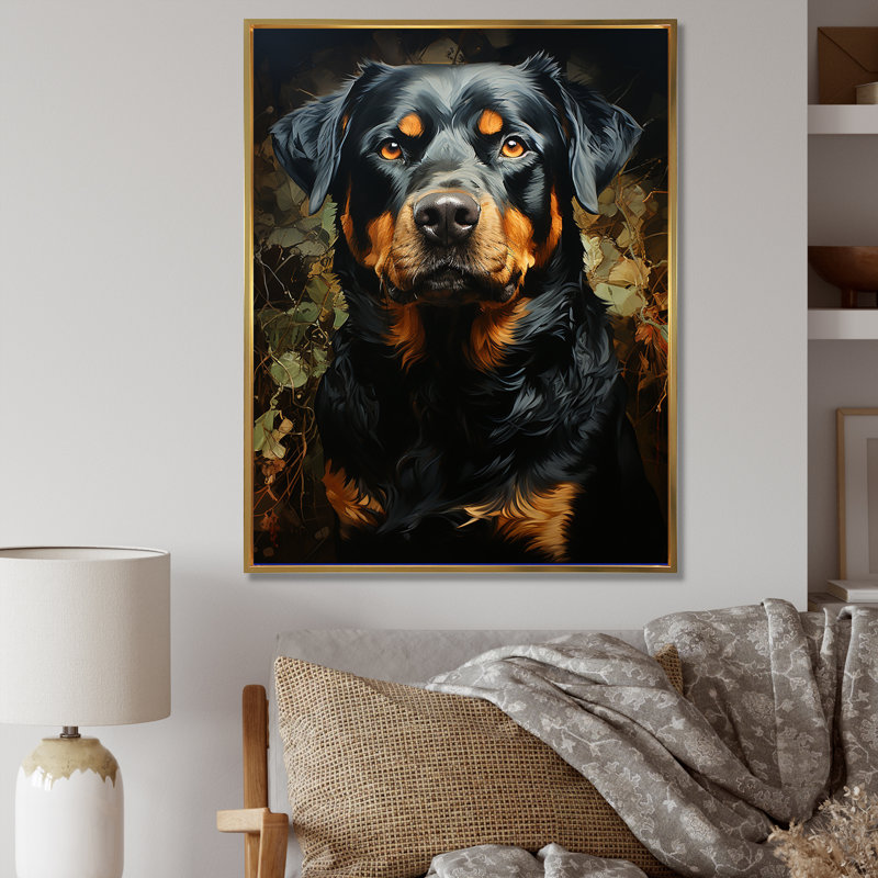 Rottweiler Resilience I sur toile, H 44 po x l 34 po x P 1,5 po, Cadre flottant doré