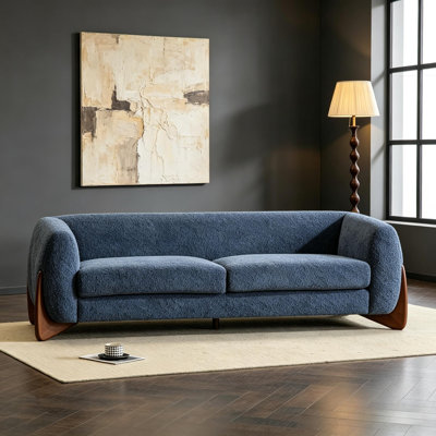Canapé 82 pouces Boucle Sherpa - Bleu marine